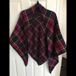 Talbots Plaid Wrap/Scarf in Magenta, Navy, and Yellow